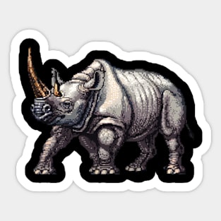 Pixelated Rhinoceros Artistry Sticker